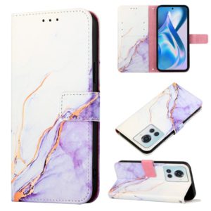 For OnePlus Ace Marble Pattern Flip Leather Phone Case(White Purple LS006) (OEM)
