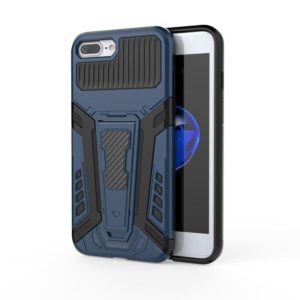 War Chariot Series Armor All-inclusive Shockproof PC + TPU Protective Case with Invisible Holder For iPhone 8 Plus / 7 Plus(Blue) (OEM)
