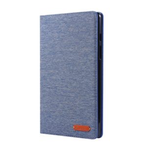 For Galaxy Tab A8.0 T290 / T295 (2019) Cloth Teature Horizontal Flip PU Leather Case with with Holder & Card Slots(Deep Blue) (OEM)