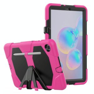 For Samsung Galaxy Tab S6 Lite P610 Shockproof Colorful Silicon + PC Protective Case with Holder & Pen Slot(Rose Red) (OEM)