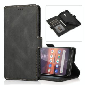 For Nokia 3.2 Retro Magnetic Closing Clasp Horizontal Flip Leather Case with Holder & Card Slots & Photo Frame & Wallet(Black) (OEM)