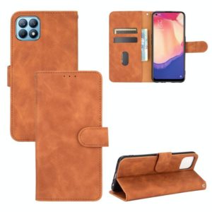 For OPPO Reno4 SE Solid Color Skin Feel Magnetic Buckle Horizontal Flip Calf Texture PU Leather Case with Holder & Card Slots & Wallet(Brown) (OEM)