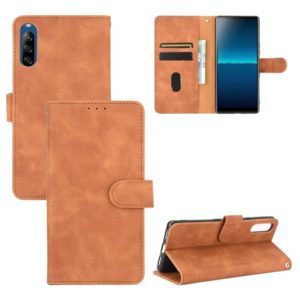 For Sony Xperia L4 Solid Color Skin Feel Magnetic Buckle Horizontal Flip Calf Texture PU Leather Case with Holder & Card Slots & Wallet(Brown) (OEM)