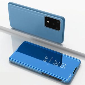 For Galaxy S20 Ultra Plated Mirror Horizontal Flip Leather Case with Holder(Blue) (OEM)