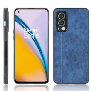 For OnePlus Nord 2 5G Shockproof Sewing Cow Pattern Skin PC + PU + TPU Case(Blue) (OEM)