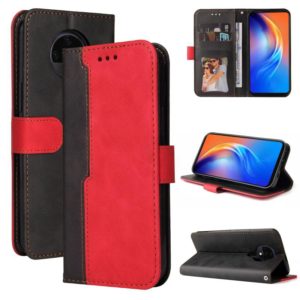 For Tecno Spark 6 Business Stitching-Color Horizontal Flip PU Leather Case with Holder & Card Slots & Photo Frame(Red) (OEM)