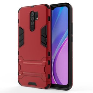 For Xiaomi Redmi 9 PC + TPU Shockproof Protective Case with Invisible Holder(Red) (OEM)