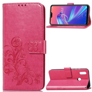 Lucky Clover Pressed Flowers Pattern Leather Case for ASUS ZB631KL, with Holder & Card Slots & Wallet & Hand Strap (Rose Red) (OEM)