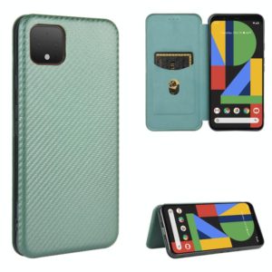 For Google Pixel 4 XL Carbon Fiber Texture Horizontal Flip TPU + PC + PU Leather Case with Card Slot(Green) (OEM)