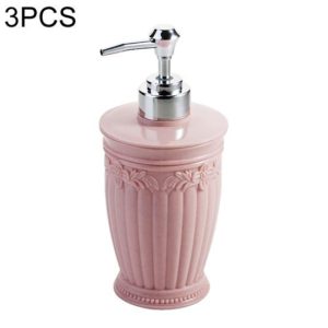 Round Press Style Carved Shower Gel Hand Soap Fill Empty Bottle (Light Pink) (OEM)
