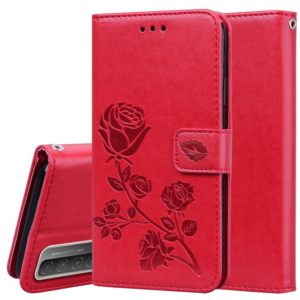 For Huawei P smart 2021 Rose Embossed Horizontal Flip PU Leather Case with Holder & Card Slots & Wallet(Red) (AutSpace) (OEM)