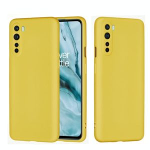 For OnePlus Nord Solid Color Liquid Silicone Dropproof Full Coverage Protective Case(Yellow) (OEM)