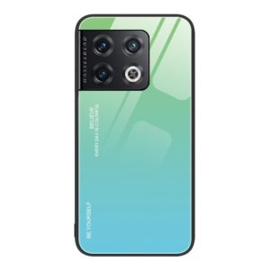 For OnePlus 10 Pro Gradient Color Glass Case(Green Cyan) (OEM)