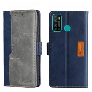 For Infinix Hot 9/Note 7 Lite X655C Contrast Color Side Buckle Leather Phone Case(Blue + Grey) (OEM)
