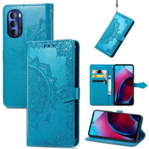 For Motorola Moto G Stylus 5G 2022 Mandala Flower Embossed Leather Phone Case(Blue) (OEM)