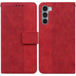 For Motorola Moto G200 5G / Edge S30 Geometric Embossed Leather Phone Case(Red) (OEM)