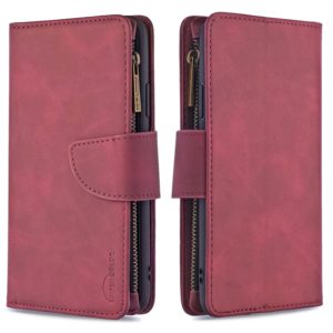 For Huawei P Smart (2019) Skin Feel Detachable Magnetic Zipper Horizontal Flip PU Leather Case with Holder & Card Slots & Wallet & Photo Frame & Lanyard(Red) (OEM)
