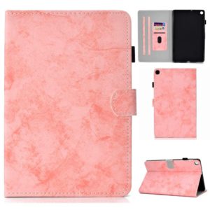 For Samsung Galaxy Tab A7 (2020) T500 Marble Style Cloth Texture Leather Case with Bracket & Card Slot & Pen Slot & Anti Skid Strip(Pink) (OEM)