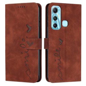 For Infinix Hot 11 Skin Feel Heart Pattern Leather Phone Case(Brown) (OEM)