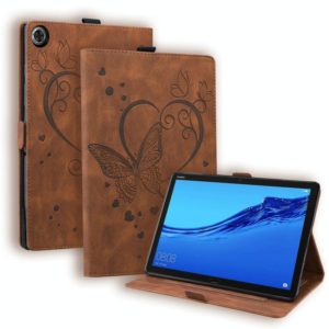 For Huawei MediaPad M5 Lite 8 / Honor Tab 5 Love Butterfly Pattern Horizontal Flip Leather Case with Holder(Brown) (OEM)