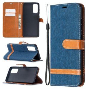 For Samsung Galaxy S20 FE 5G / S20 Lite Color Matching Denim Texture Horizontal Flip Leather Case with Holder & Card Slots & Wallet & Lanyard(Dark Blue) (OEM)