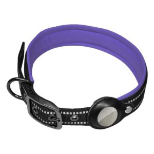 Rust-Proof Thick Belt Buckle Dog Tracking Positioning Neck Ring For AirTag, Size: XL(Purple) (null) (OEM)