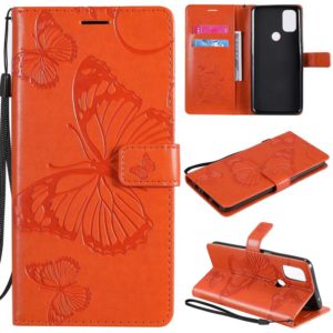 For OnePlus Nord N10 5G 3D Butterflies Embossing Pattern Horizontal Flip Leather Case with Holder & Card Slot & Wallet(Orange) (OEM)