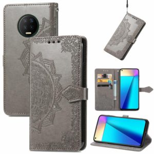 For Infinix Note 7 Mandala Embossing Pattern Horizontal Flip Leather Case with Holder & Card Slots & Wallet & Lanyard(Grey) (OEM)