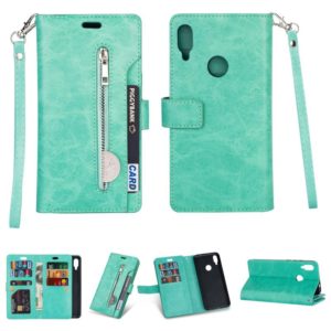 For Xiaomi Redmi Note 7 / Note 7 Pro / Note 7S Multifunctional Zipper Horizontal Flip Leather Case with Holder & Wallet & 9 Card Slots & Lanyard(Mint Green) (OEM)
