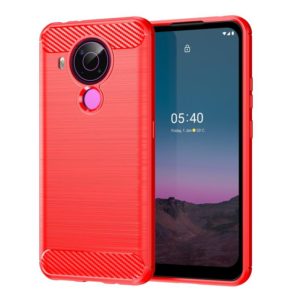 For Nokia 5.4 Brushed Texture Carbon Fiber TPU Phone Case(Red) (OEM)