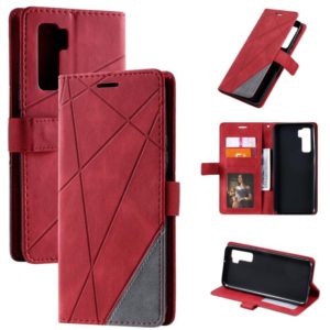 For Huawei nova 7 SE Skin Feel Splicing Horizontal Flip Leather Case with Holder & Card Slots & Wallet & Photo Frame(Red) (OEM)
