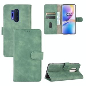 For OnePlus 8 Pro Solid Color Skin Feel Magnetic Buckle Horizontal Flip Calf Texture PU Leather Case with Holder & Card Slots & Wallet(Green) (OEM)