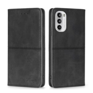 For Motorola Moto G52 4G/G82 5G Cow Texture Magnetic Horizontal Flip Leather Phone Case(Black) (OEM)