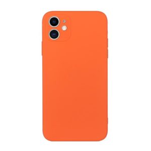 For iPhone 12 Straight Edge Solid Color TPU Shockproof Case(Orange) (OEM)