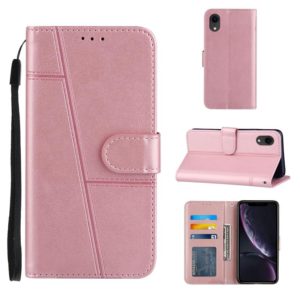 For iPhone XR Stitching Calf Texture Buckle Horizontal Flip Leather Case with Holder & Card Slots & Wallet & Lanyard(Pink) (OEM)