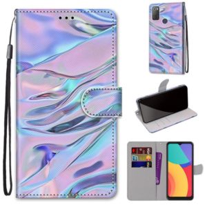 For Alcatel 3L 2021 Coloured Drawing Cross Texture Horizontal Flip PU Leather Case with Holder & Card Slots & Wallet & Lanyard(Fluorescent Water Texture) (OEM)
