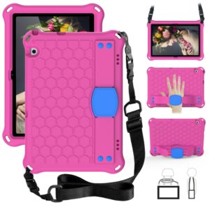 For Huawei Media M5 Lite 8.4/M6 8.4 Honeycomb Design EVA + PC Material Four Corner Anti Falling Flat Protective Shell With Strap(RoseRed+Blue) (OEM)