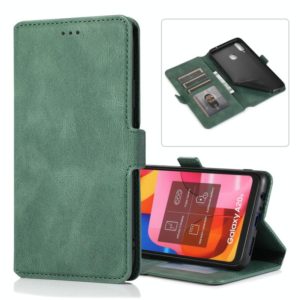 For Samsung Galaxy A20s Retro Magnetic Closing Clasp Horizontal Flip Leather Case with Holder & Card Slots & Photo Frame & Wallet(Dark Green) (OEM)