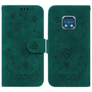 For Nokia XR20 Butterfly Rose Embossed Leather Phone Case(Green) (OEM)