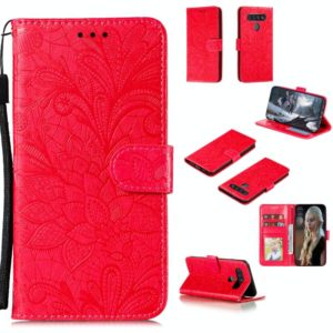 For LG K41S Lace Flower Horizontal Flip Leather Case with Holder & Card Slots & Wallet & Photo Frame(Red) (OEM)