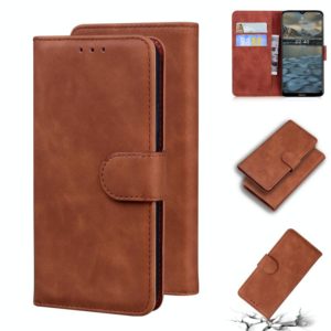 For Nokia 2.4 Skin Feel Pure Color Flip Leather Phone Case(Brown) (OEM)