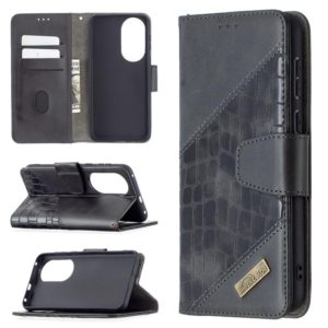 For Huawei P50 Matching Color Crocodile Texture Horizontal Flip PU Leather Case with Wallet & Holder & Card Slots(Black) (OEM)
