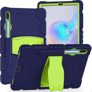 For Samsung Galaxy Tab S6 T860 3-Layer Protection Screen Frame + PC + Silicone Shockproof Combination Case with Holder(NavyBlue+Lime) (OEM)