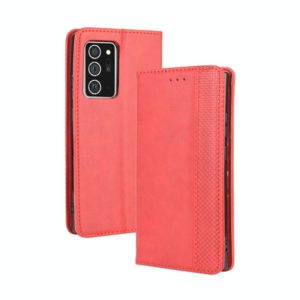 For Samsung Galaxy Note20 Ultra Magnetic Buckle Retro Crazy Horse Texture Horizontal Flip Leather Case with Holder & Card Slots & Photo Frame(Red) (OEM)