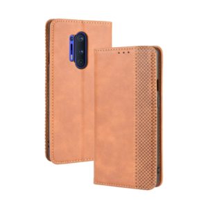 For OnePlus 8 Pro Magnetic Buckle Retro Crazy Horse Texture Horizontal Flip Leather Case with Holder & Card Slots & Photo Frame(Brown) (OEM)
