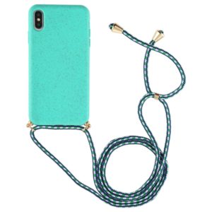 For iPhone XS Max TPU Anti-Fall Mobile Phone Case With Lanyard (Blue) (OEM)