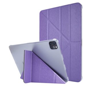 Silk Texture Horizontal Deformation Flip Leather Case with Three-folding Holder For iPad Air 2022 / 2020 10.9(Purple) (OEM)