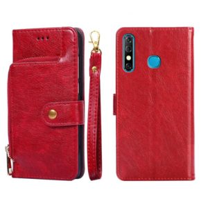 For Infinix Hot 8/Hot 8 Lite/X650/X650B/Tecon Camon 12 Zipper Bag Leather Phone Case(Red) (OEM)