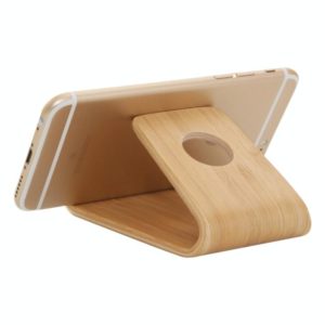 JS01 Wooden Desktop Phone Holder Universal Curved Wood Support Frame For Tablet Phones (Bamboo) (OEM)