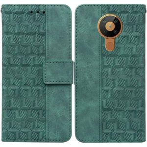 For Nokia 5.3 Geometric Embossed Leather Phone Case(Green) (OEM)